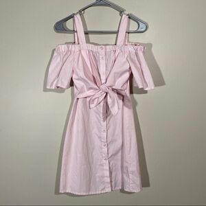 Topshop Off The Shoulder Button Up Tie Front